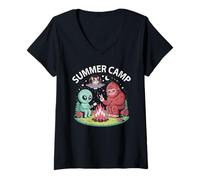 Women's Funny Summer Camp Alien Bigfoot Staff Squad Director Nurse V-Neck T-Shirt