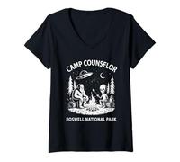 Womens Funny Summer Camp Counselor Roswell National Park Alien V-Neck T-Shirt