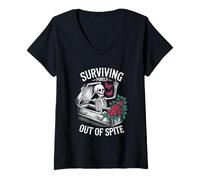 Womens Funny Surviving Purely Out of Spite V-Neck T-Shirt