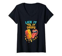 Womens Funny Swap Lick It Til It Drips Embarrassing V-Neck T-Shirt