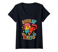 Womens Funny Swap Lick It Til It Drips Embarrassing V-Neck T-Shirt