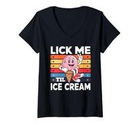 Womens Funny Swap Lick Me Til Ice Cream Embarrassing V-Neck T-Shirt