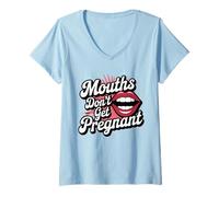 Womens Funny Swap Mouths Don't Get Pregnant Embarrassing V-Neck T-Shirt