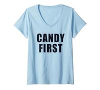 Women's Funny Sweet Tooth Candy Lover Trick Or Treat V-Neck T-Shirt