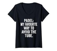 Womens Funny T-Shirt UK Padel My Favourite Way to Avoid The Tube V-Neck T-Shirt