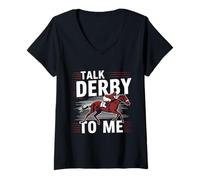 Womens Funny Talk Derby to Me Horse Racing Design V-Neck T-Shirt