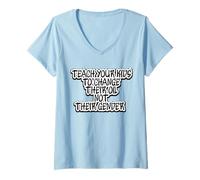 Womens Funny Teach Your Kids to Change Their Oil Not Their Gender V-Neck T-Shirt