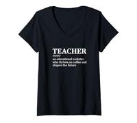Women's Funny Teacher Definition Classroom Educator School Faculty V-Neck T-Shirt