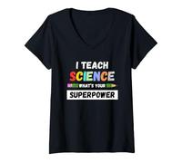 Women's Funny Teacher - I Teach Science What's Your Superpower V-Neck T-Shirt