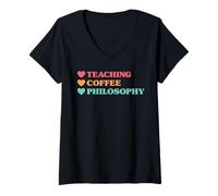Women's Funny Teaching Coffee Philosophy for Teachers V-Neck T-Shirt