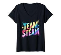 Women's Funny Team STEAM Teacher Learn I Teach STEM Stud Technology V-Neck T-Shirt