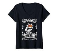 Womens Funny Tee That's What I Do I Drink Bourbon And I Know Things V-Neck T-Shirt