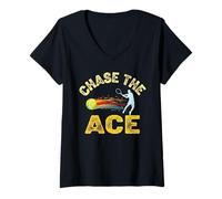 Women's Funny Tennis Shirt Chase The Ace Tennis Player Tee V-Neck T-Shirt