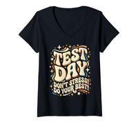 Women's Funny Test Day Don't Stress Do Your Best Teacher Testing Day V-Neck T-Shirt
