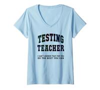 Women's Funny Testing Teacher Test Day Bruh Math ELA Squad V-Neck T-Shirt