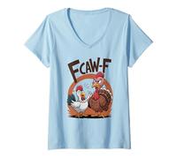 Womens Funny Thanksgiving F-CAW-F Meme Turkey Chaos Coordinator V-Neck T-Shirt