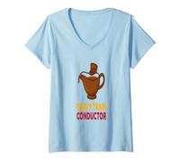 Women's Funny Thanksgiving Gravy Train Conductor Humor V-Neck T-Shirt