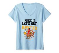 Womens Funny Thanksgiving tee Pluck It Let's Get Basted V-Neck T-Shirt