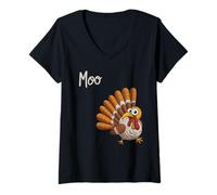 Womens Funny Thanksgiving Turkey Cow Moo Meow Sarcasm I'm Not Weird V-Neck T-Shirt