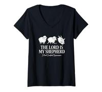 Women's Funny The Lord is My Shepherd I Need Constant Supervision V-Neck T-Shirt