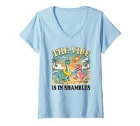 Women's Funny The Vibe is in Shambles Dinosaurs V-Neck T-Shirt