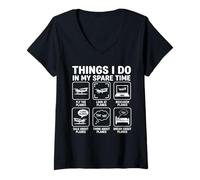 Womens Funny Things I do in My Spare Time Planes Pilot Aviation V-Neck T-Shirt