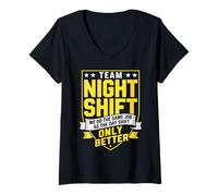 Women's Funny Third Shift Worker Team Night Shift V-Neck T-Shirt