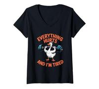 Womens Funny Tired Goose Lifting Weights Everything Hurts Workout V-Neck T-Shirt