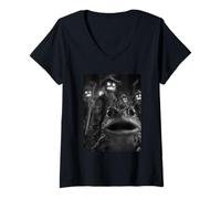 Women's Funny Toad Selfie with Spooky Scarecrows Halloween Animal V-Neck T-Shirt