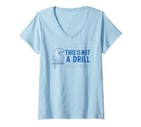 Womens Funny Tools Jigsaw Builder Woodworking This is Not A Drill V-Neck T-Shirt
