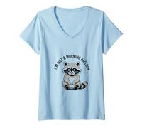 Womens Funny Trash Panda Meme Not a Morning Raccoon V-Neck T-Shirt