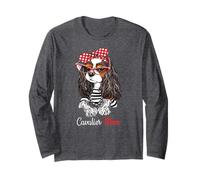 Womens Funny Tricolor Cavalier Charles Spaniel Mom Lover Long Sleeve T-Shirt