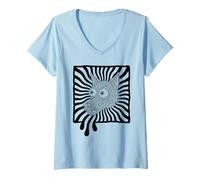 Womens Funny Trippy Wolf Hypnotic Optical Illusion Surreal Dog Art V-Neck T-Shirt