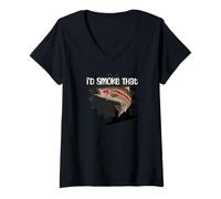 Womens Funny Trout Fishing Joke I’d Smoke Rainbow Trout Fish Humor V-Neck T-Shirt