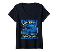 Women's Funny Truck Driver Stare Out Window Big Rig V-Neck T-Shirt