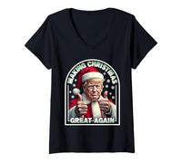 Womens Funny Trump Christmas Making Christmas Great Again Donald V-Neck T-Shirt