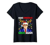 Womens Funny Trump Make Christmas Great Again Xmas V-Neck T-Shirt