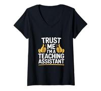 Women's Funny Trust Me Im a Teaching Assistant Saying Gag V-Neck T-Shirt