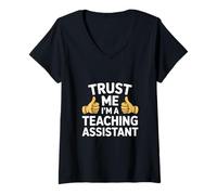 Women's Funny Trust Me Im a Teaching Assistant Saying V-Neck T-Shirt
