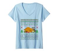 Womens Funny Turkey Thanksgiving Dinner Day Do Not Experiment V-Neck T-Shirt