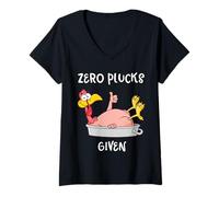 Womens Funny Turkey Zero Plucks Given Shirt Thanksgiving Men Women V-Neck T-Shirt
