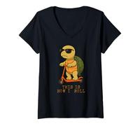 Womens Funny Turtle Scooter This Is How I Roll Boys Girls Kids V-Neck T-Shirt