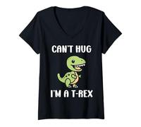 Womens Funny tyrannosaurus dinosaur quote can't hug i'm a t-rex V-Neck T-Shirt
