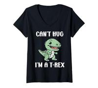 Womens Funny tyrannosaurus dinosaur quote can't hug i'm a t-rex V-Neck T-Shirt