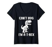 Womens Funny tyrannosaurus dinosaur quote can't hug i'm a t-rex V-Neck T-Shirt
