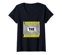 Women's Funny Understood The Assignment Saying Sarcastic V-Neck T-Shirt