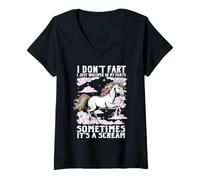 Womens Funny Unicorn Dont Fart Whisper My Pants Inappropriate Joke V-Neck T-Shirt