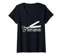 Women's Funny Vasectomy Against Abortion Snip Humor for Men Dads V-Neck T-Shirt