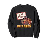Womens Funny Vegan Thanksgiving Tee Eat Pizza Save a Turkey Sweatshirt