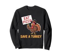 Womens Funny Vegan Thanksgiving Tee Eat Pizza Save a Turkey Sweatshirt